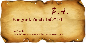 Pangert Archibáld névjegykártya